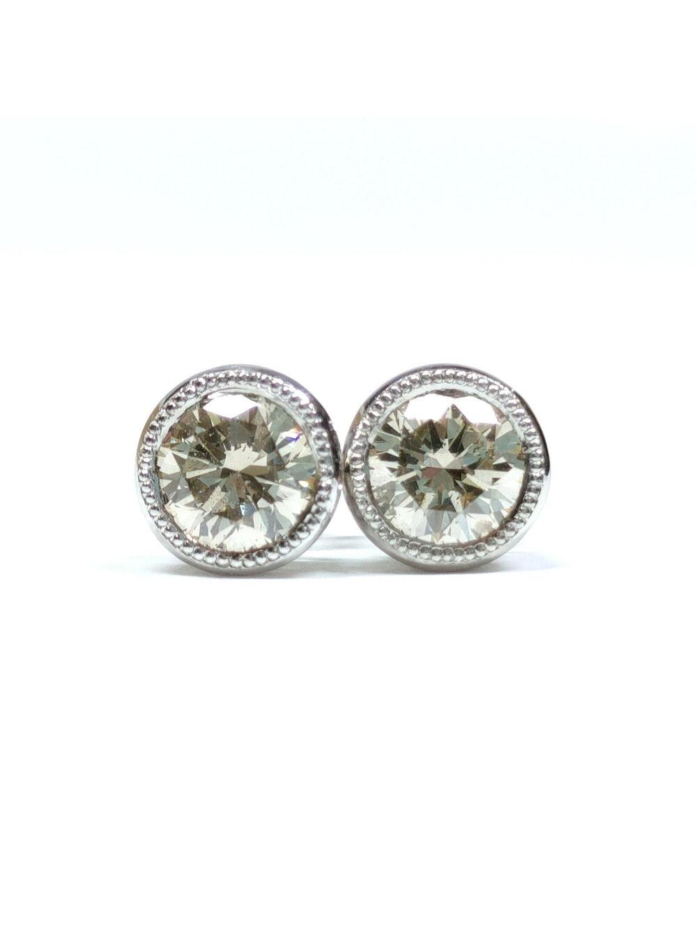 Jewelry Pierced Earring Natural Diamond 1.63ct Platinum 4111153